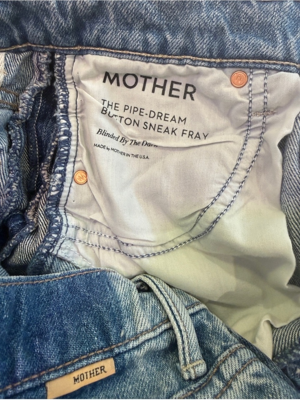 MOTHER Denim The Pipe Dream Button Sneak Fray Size 27 & 28 - Picture 7 of 7
